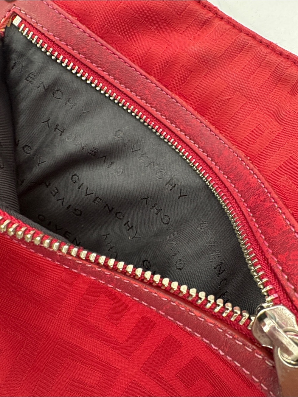 Givenchy Red Jacquard Slim Crossbody with Logo Webbed Strap - Picture 5 of 12